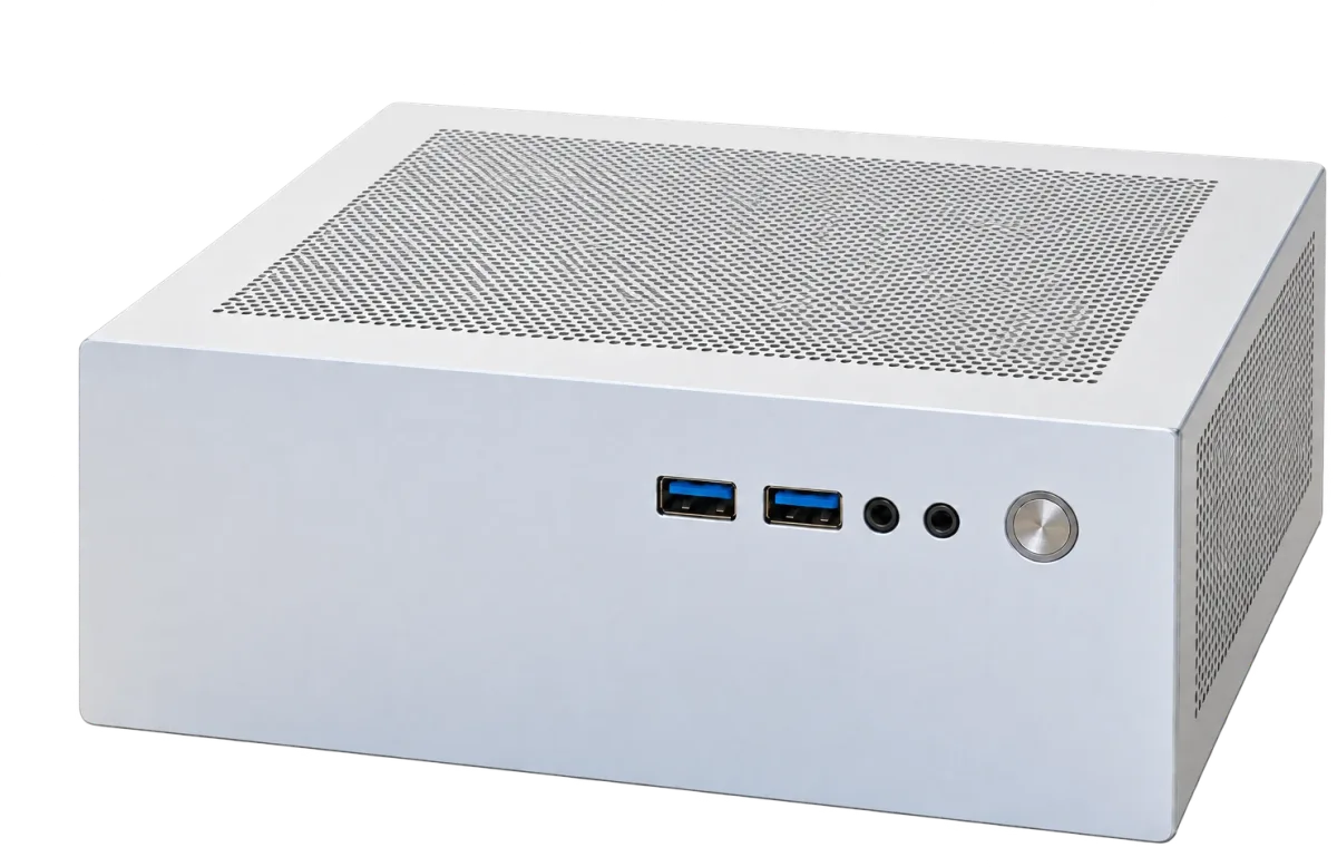 Companion Core 128 in the silver finish, seen from the front with its perforated top panel